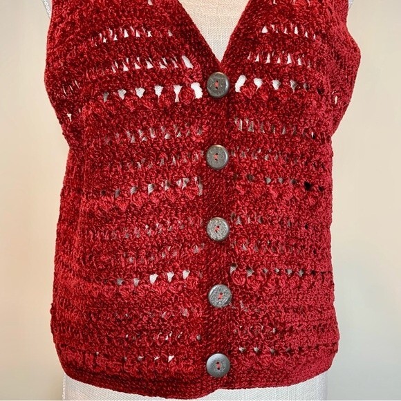 Vintage Sigrid Olsen Cottagecore Chunky Knit Sweater Vest Medium - Picture 2 of 7